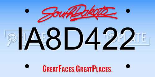 IA8D422 South Dakota License Plate
