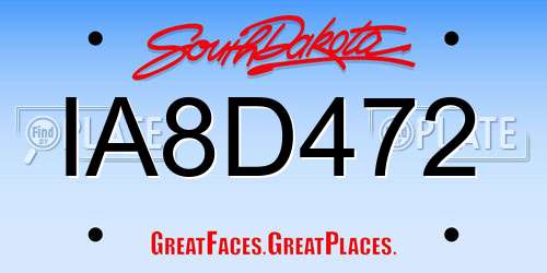 IA8D472 South Dakota License Plate