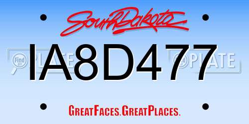 IA8D477 South Dakota License Plate