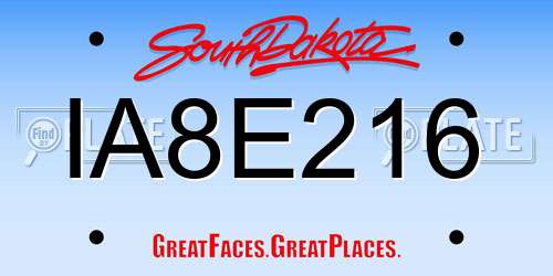 IA8E216 South Dakota License Plate