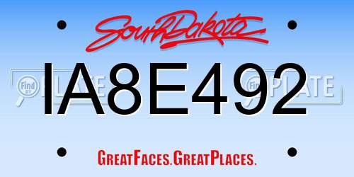 IA8E492 South Dakota License Plate