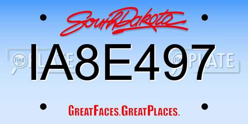 IA8E497 South Dakota License Plate