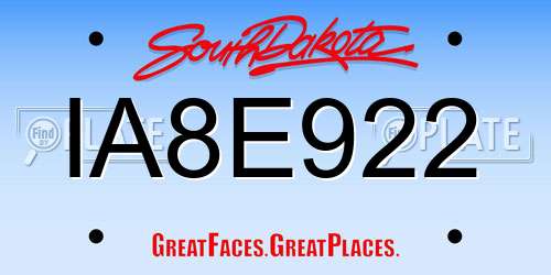 IA8E922 South Dakota License Plate
