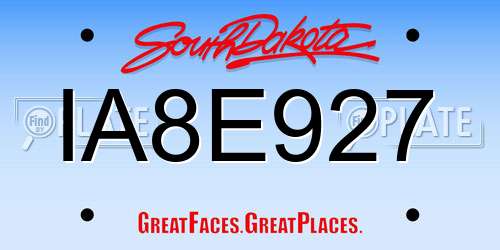 IA8E927 South Dakota License Plate