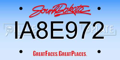 IA8E972 South Dakota License Plate