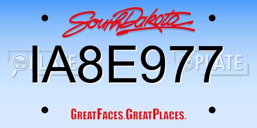 IA8E977 South Dakota License Plate