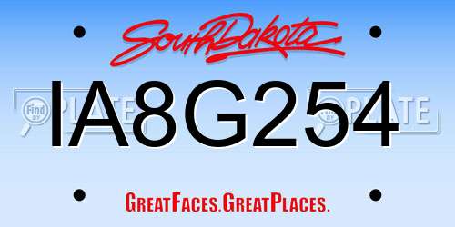 IA8G254 South Dakota License Plate