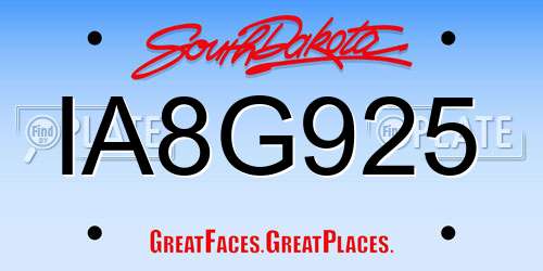 IA8G925 South Dakota License Plate