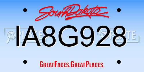 IA8G928 South Dakota License Plate