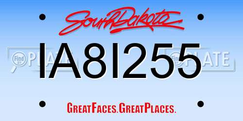 IA8I255 South Dakota License Plate