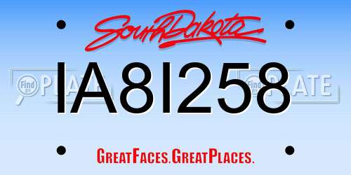 IA8I258 South Dakota License Plate