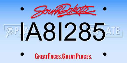 IA8I285 South Dakota License Plate