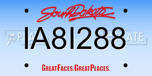 IA8I288 South Dakota License Plate