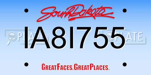 IA8I755 South Dakota License Plate