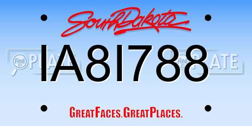 IA8I788 South Dakota License Plate