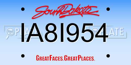 IA8I954 South Dakota License Plate