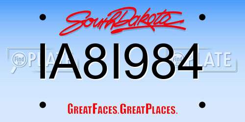 IA8I984 South Dakota License Plate
