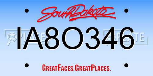 IA8O346 South Dakota License Plate