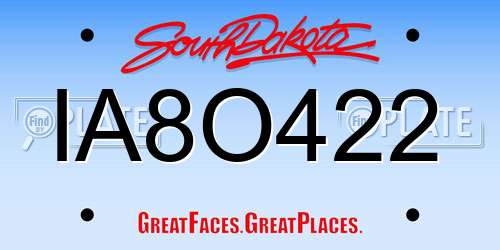 IA8O422 South Dakota License Plate