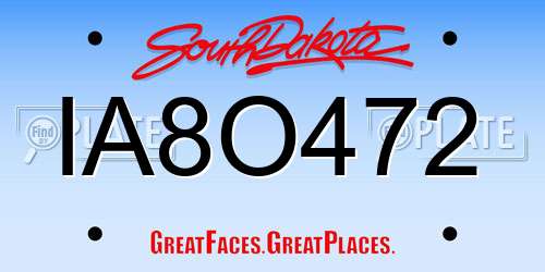 IA8O472 South Dakota License Plate