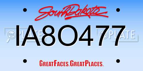 IA8O477 South Dakota License Plate