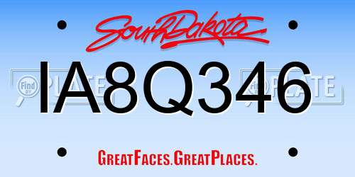 IA8Q346 South Dakota License Plate