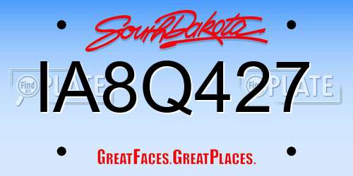 IA8Q427 South Dakota License Plate