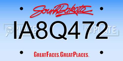 IA8Q472 South Dakota License Plate