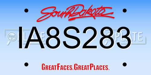 IA8S283 South Dakota License Plate