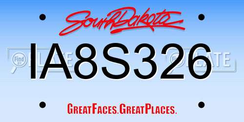 IA8S326 South Dakota License Plate