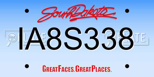 IA8S338 South Dakota License Plate
