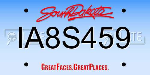 IA8S459 South Dakota License Plate
