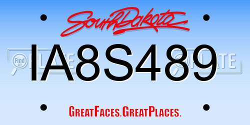 IA8S489 South Dakota License Plate