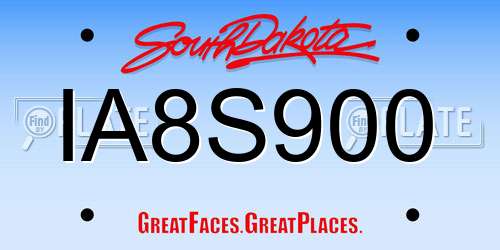 IA8S900 South Dakota License Plate