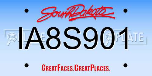 IA8S901 South Dakota License Plate