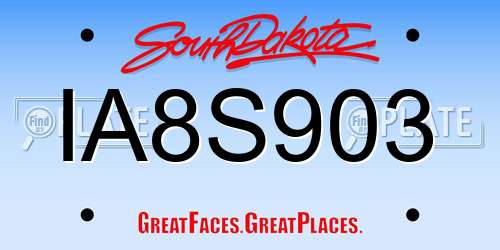 IA8S903 South Dakota License Plate
