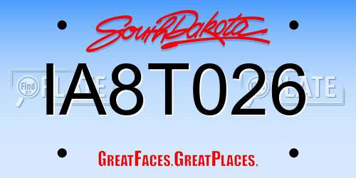 IA8T026 South Dakota License Plate