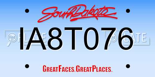 IA8T076 South Dakota License Plate