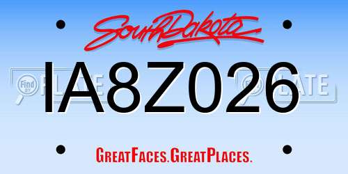 IA8Z026 South Dakota License Plate