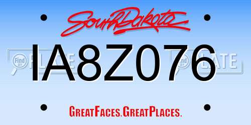 IA8Z076 South Dakota License Plate