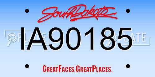 IA90185 South Dakota License Plate