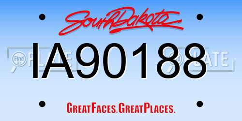 IA90188 South Dakota License Plate