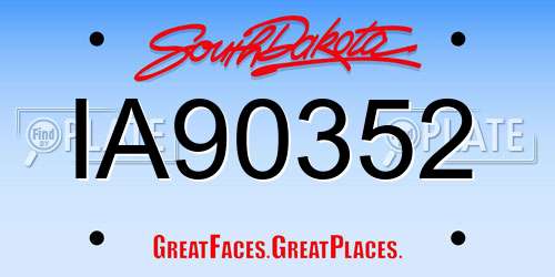 IA90352 South Dakota License Plate