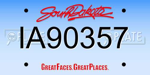 IA90357 South Dakota License Plate