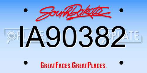 IA90382 South Dakota License Plate