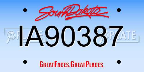 IA90387 South Dakota License Plate