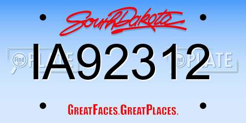 IA92312 South Dakota License Plate