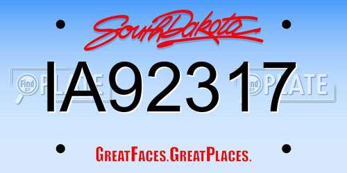 IA92317 South Dakota License Plate