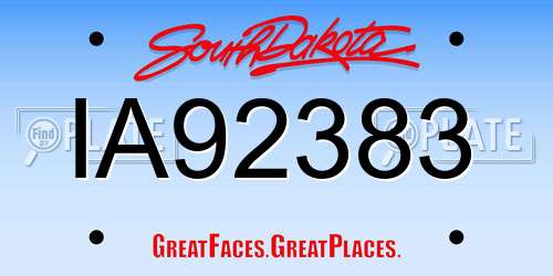 IA92383 South Dakota License Plate
