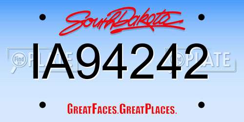 IA94242 South Dakota License Plate